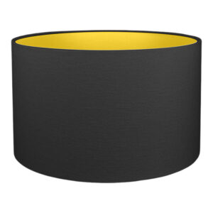 Black and Gold Drum A drum lampshade for standard lamps in black with gold on the inside