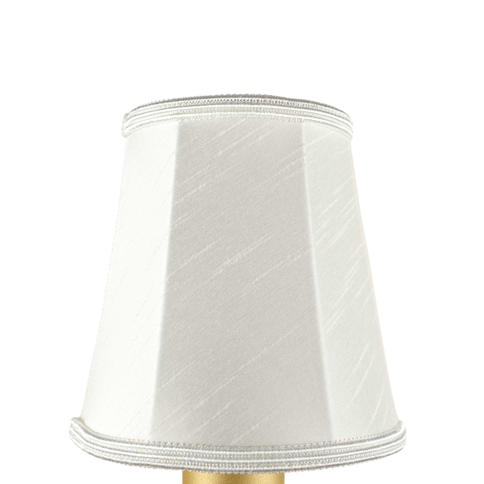 Empire faux silk chandelier shade in white with matching soutache trim