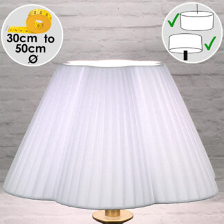 White Pleated Scalloped Lit Lampshade
