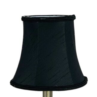 Bowed faux silk chandelier shade in black with matching soutache trim