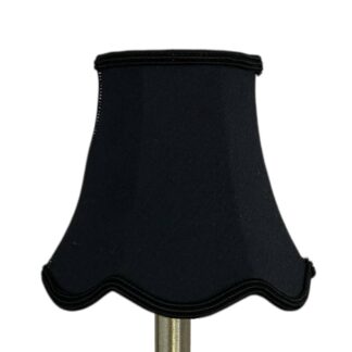 Scalloped brushed cotton chandelier shade in black with matching soutache trim