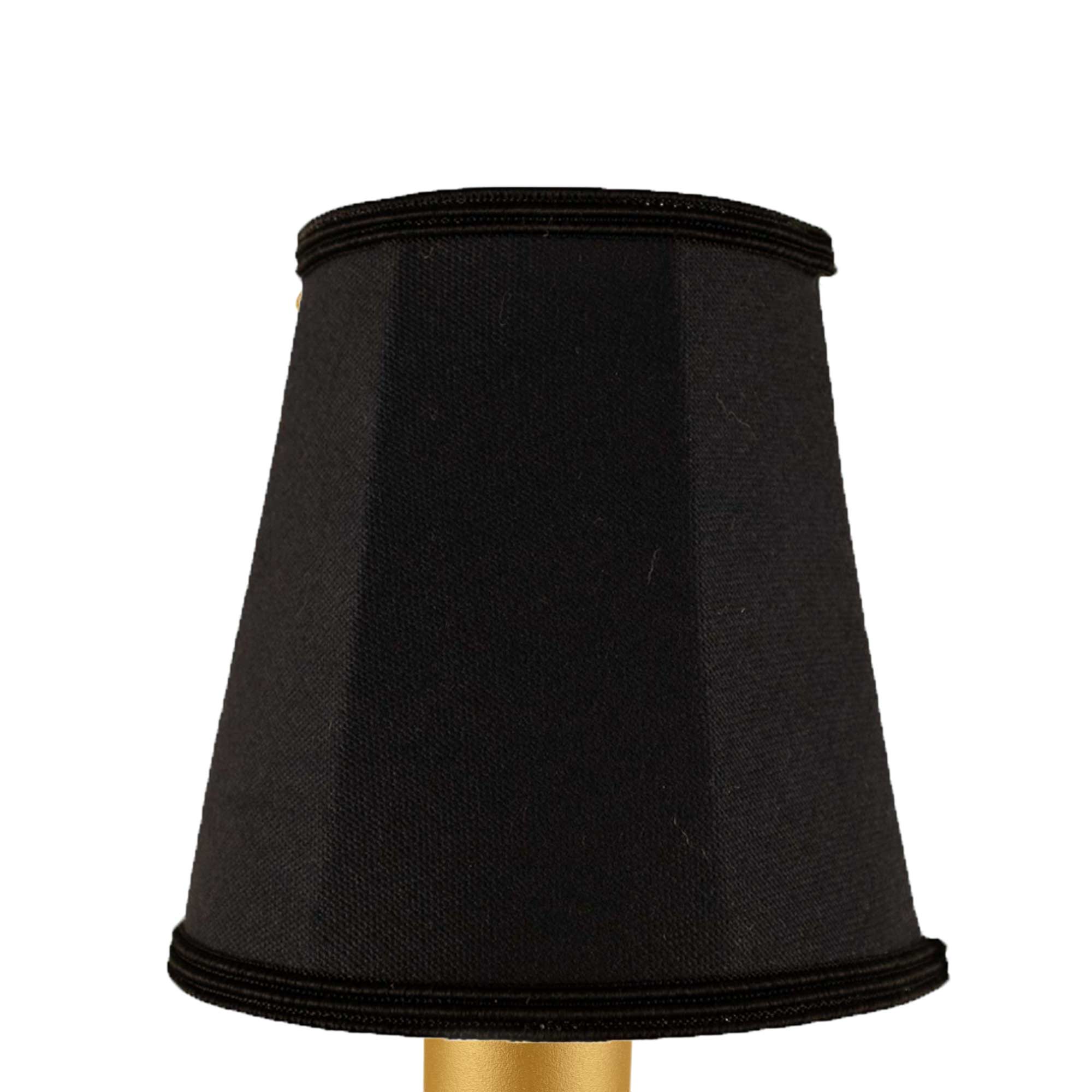 Empire brushed cotton candle shade in black with matching soutache trim