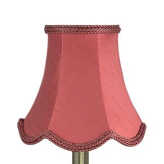 Scalloped faux silk lampshade in bon bon with matching rope trim