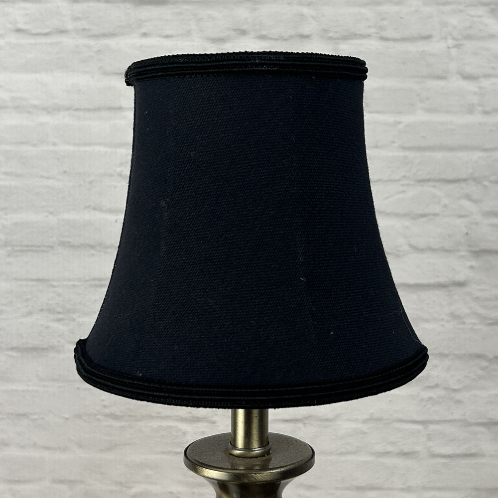 Black brushed cotton bowed chandelier shade with black soutache trim unlit