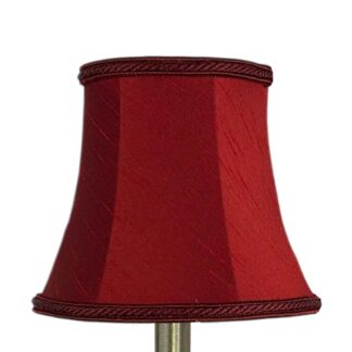 Burgundy faux silk bowed chandelier shade with rope trim and curved shape