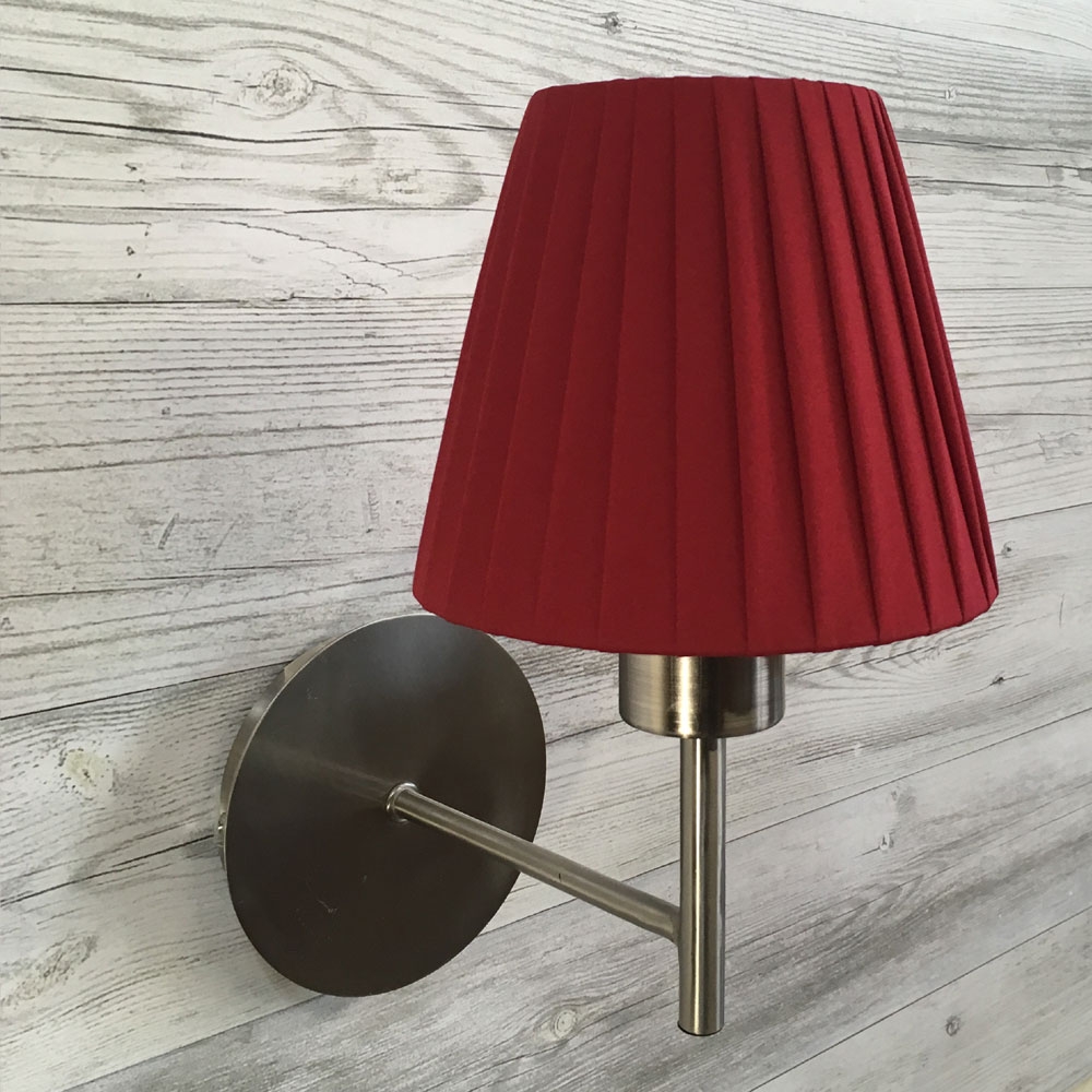 Burgundy ribbon empire candle lampshade on wall light