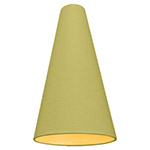 A green tall cone lampshade with gold lining