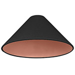 A black coolie lampshade with copper lining