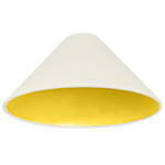 A white coolie lampshade with gold lining
