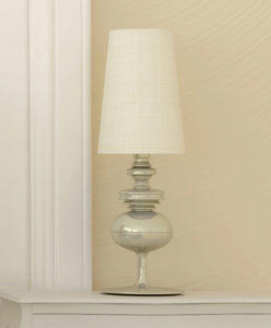 Cone TL A white tall cone lampshade in a glass table lamp