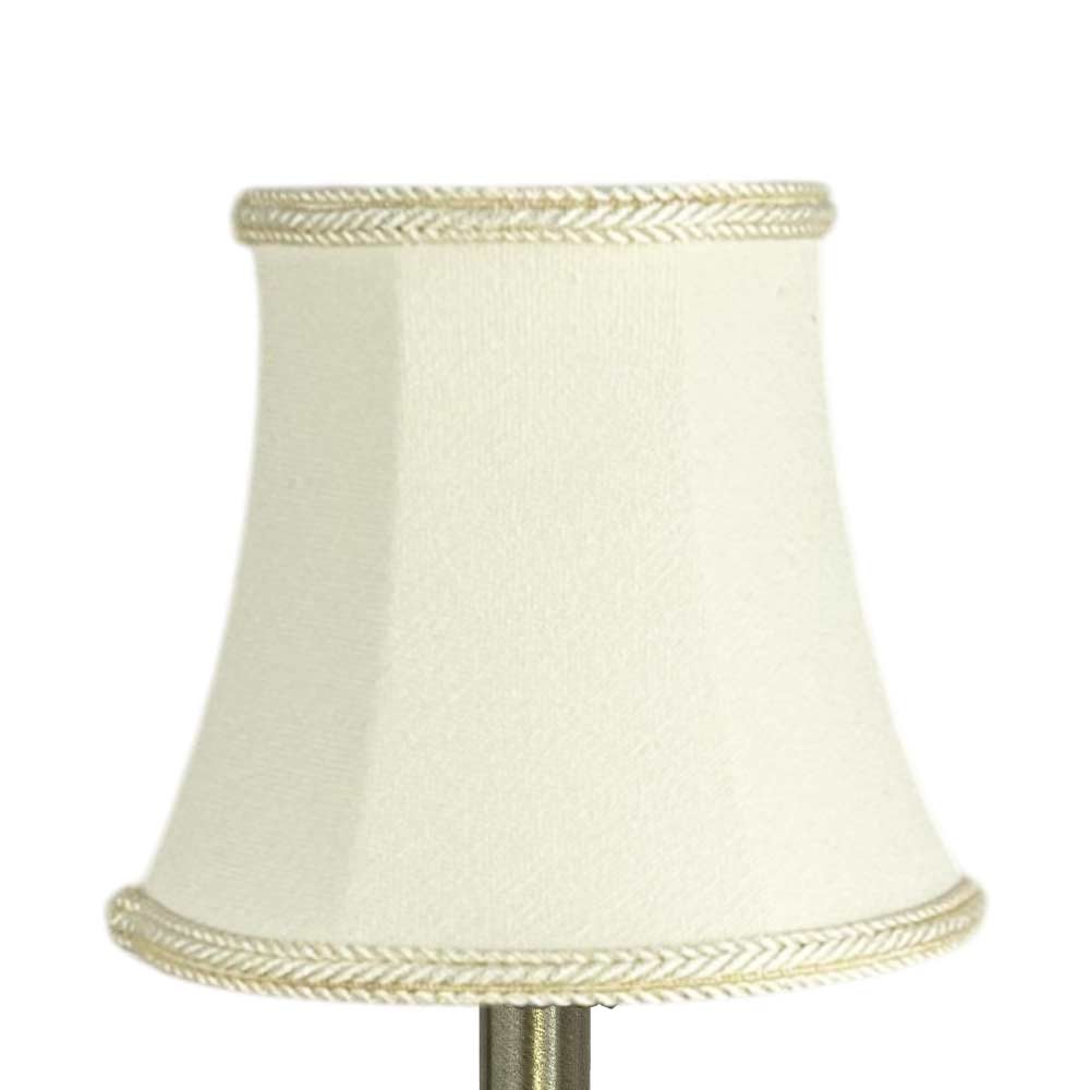 Bowed brushed cotton chandelier shade in cream with matching rope trim