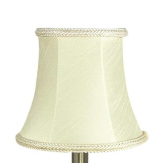 Bowed faux silk chandelier shade in cream with matching rope trim