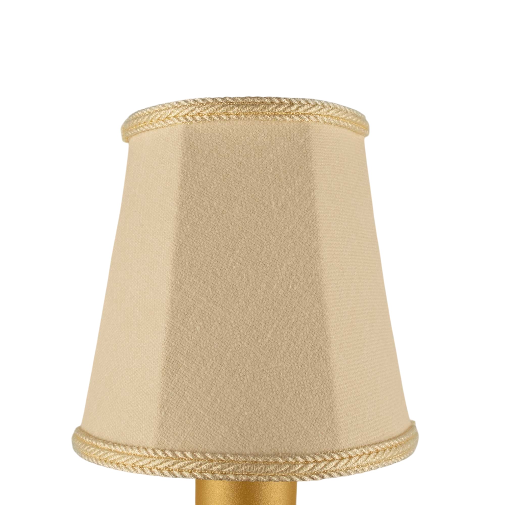 Empire brushed cotton candle shade in cream with matching rope trim