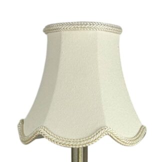 Scalloped brushed cotton chandelier shade in cream with matching rope trim