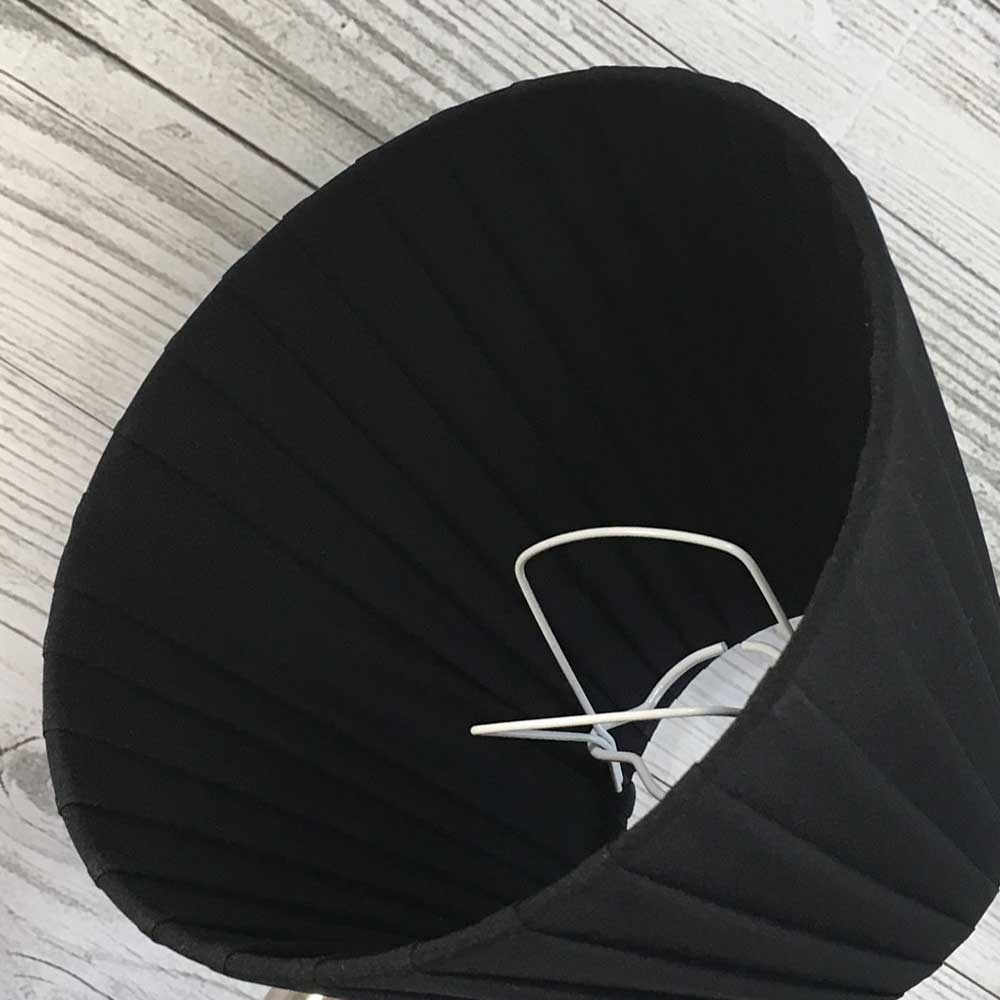 Interior view of black ribbon empire candle lampshade showing clip-on fitting
