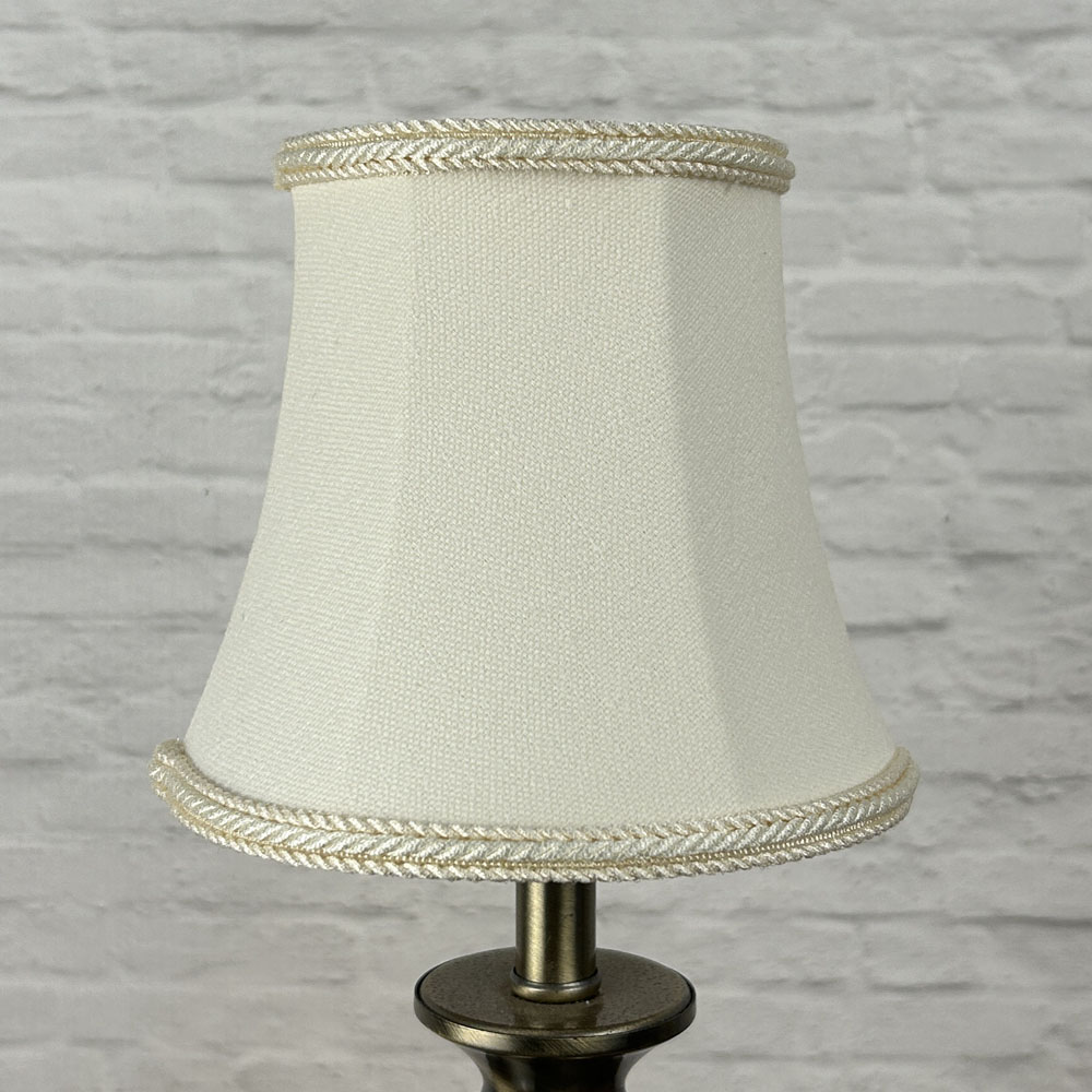Cream brushed cotton bowed chandelier shade with rope trim unlit