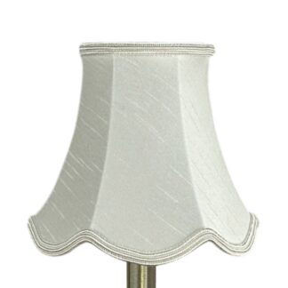 Scalloped faux silk lampshade in natural with matching soutache trim