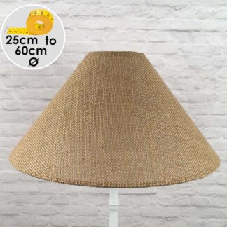 Natural hessian Coolie lampshade shown in a front view
