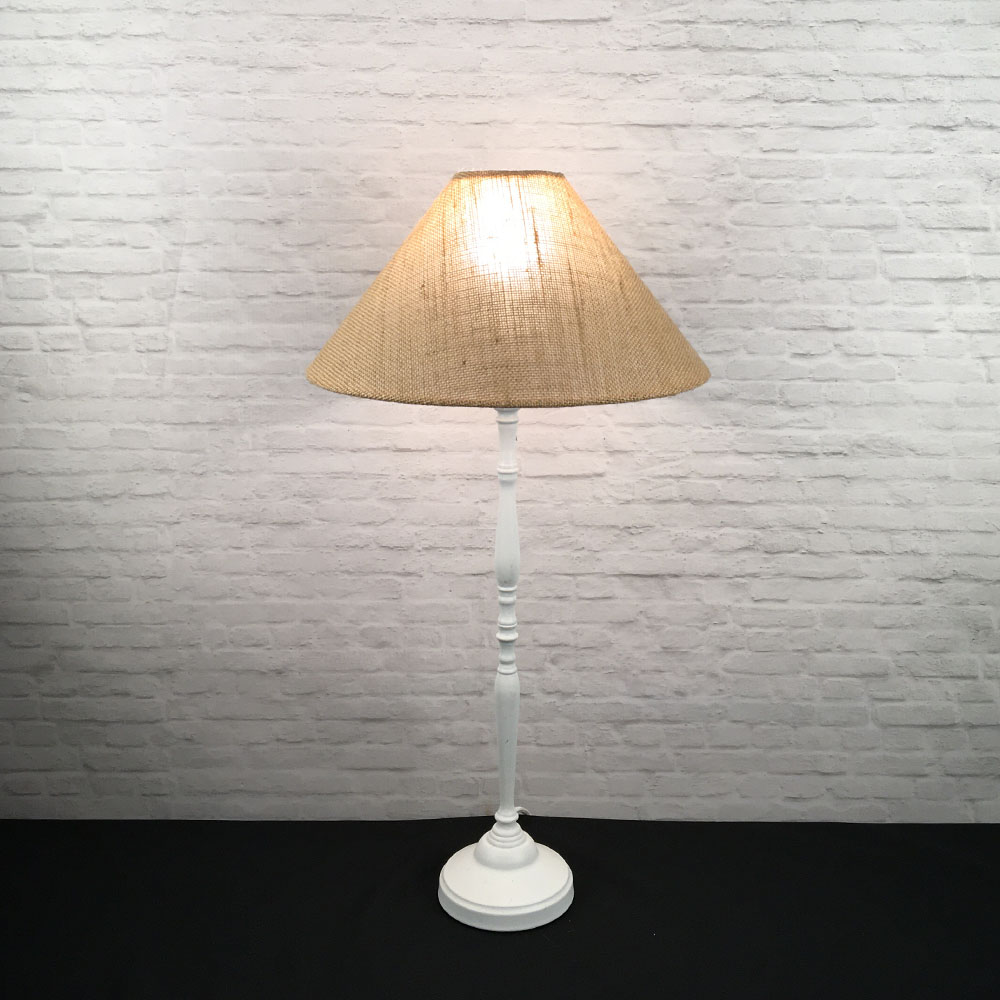 natural hessian coolie table lamp illuminated