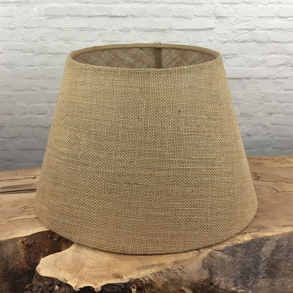 Natural hessian tapered drum lampshade front view