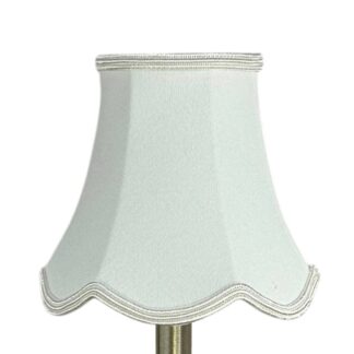 Scalloped brushed cotton chandelier shade in natural with matching soutache trim