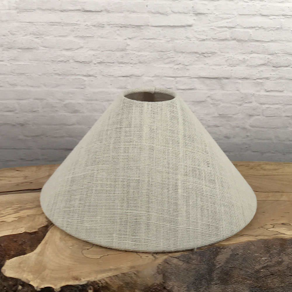 Off-white hessian coolie lampshade front view