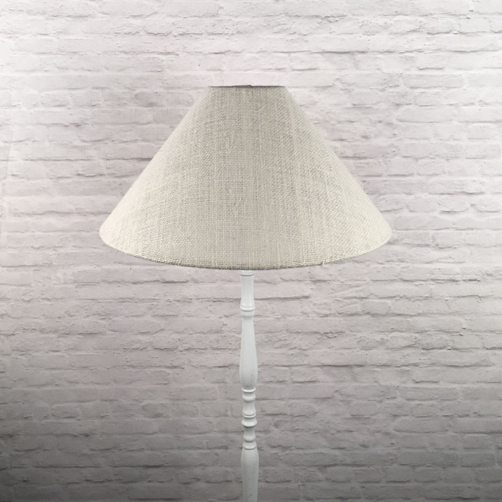 Off-white hessian coolie lampshade front view