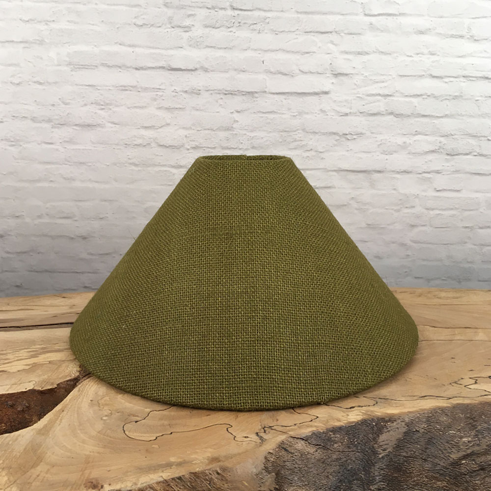 Olive Green hessian coolie lampshade front view