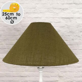 Olive Green hessian Coolie lampshade shown in a front view