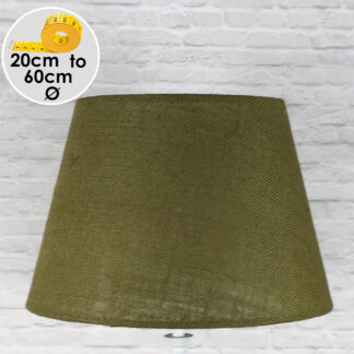 Olive green hessian tapered drum lampshade with natural jute texture