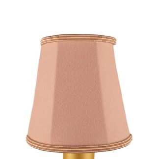 Empire brushed cotton candle shade in pale pink with matching soutache trim