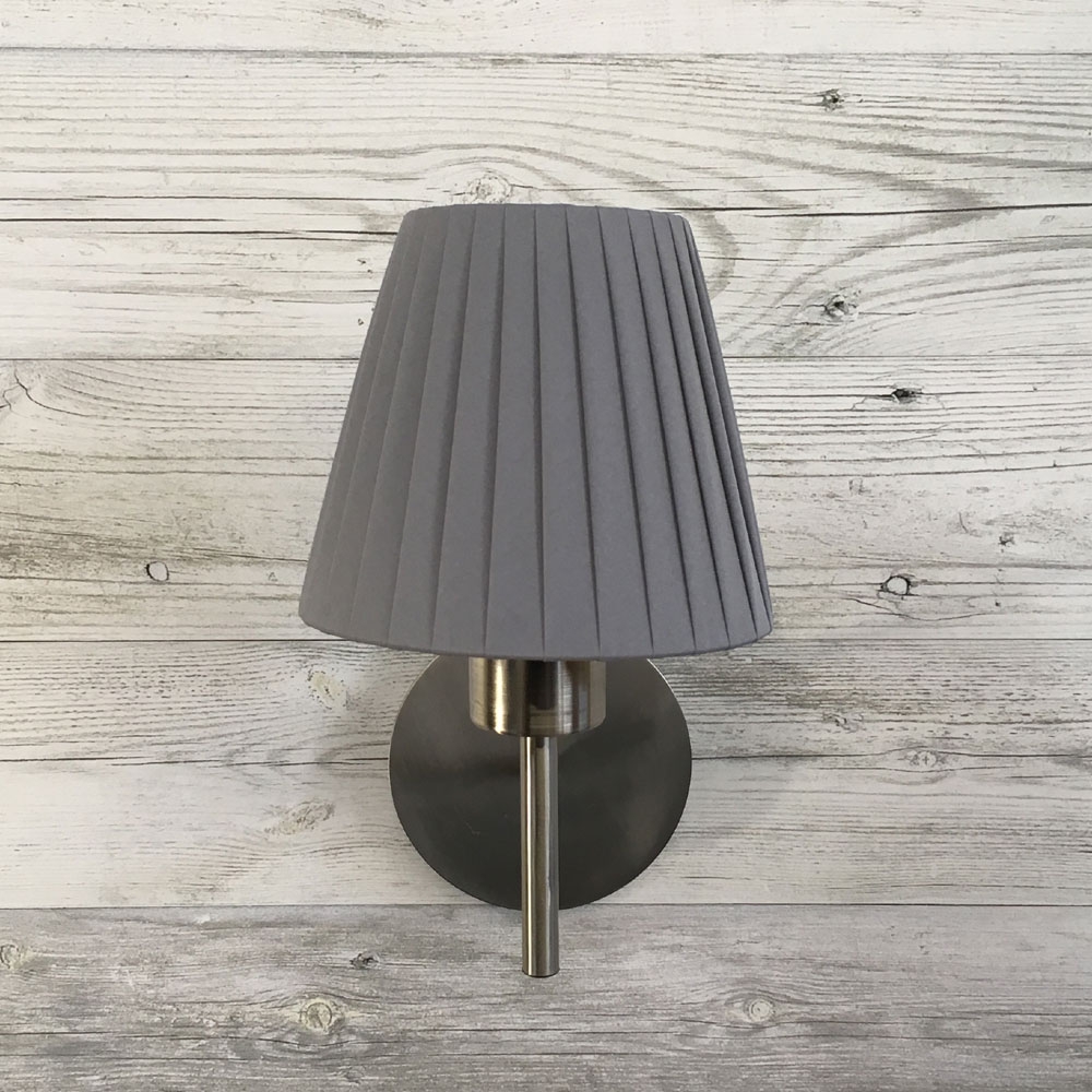 Grey ribbon empire candle lampshade on wall light