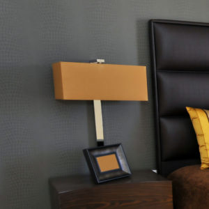 A custom made rectangular table lampshade