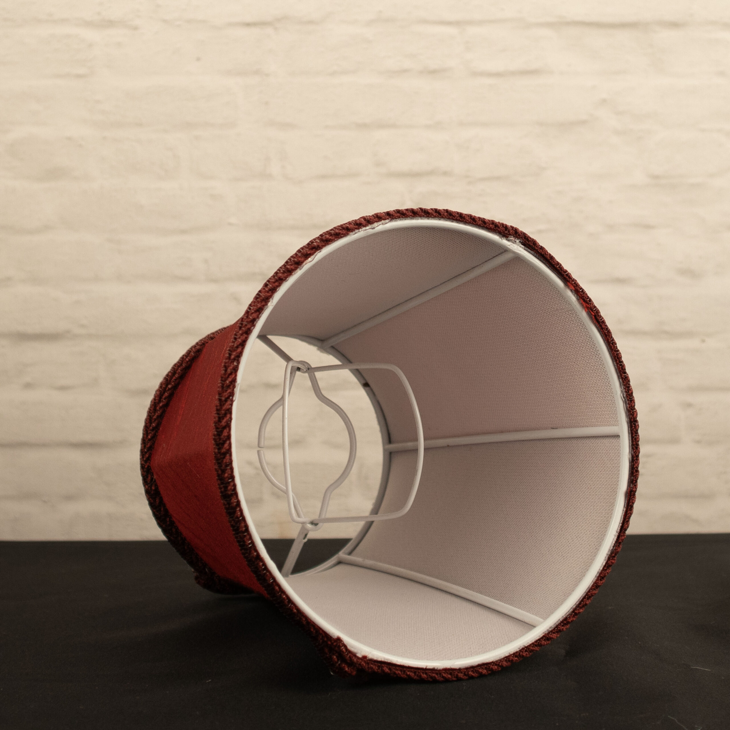 Interior view of empire candle shade showing clip-on fitting attachment