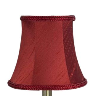 Bowed faux silk chandelier shade in ruby with matching rope trim