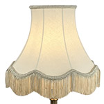 Our retro scalloped standard lampshade with dark cream fringe