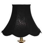 A traditional black scalloped table lampshade