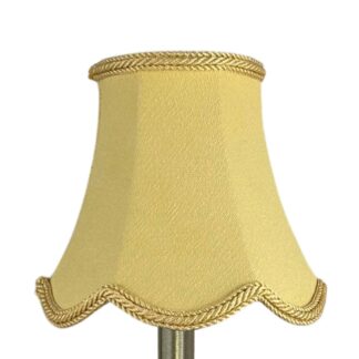 Scalloped brushed cotton chandelier shade in soft gold with matching rope trim