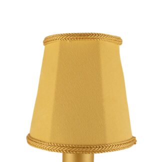 Empire brushed cotton candle shade in soft gold with matching rope trim