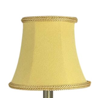 Bowed brushed cotton chandelier shade in soft gold with matching rope trim