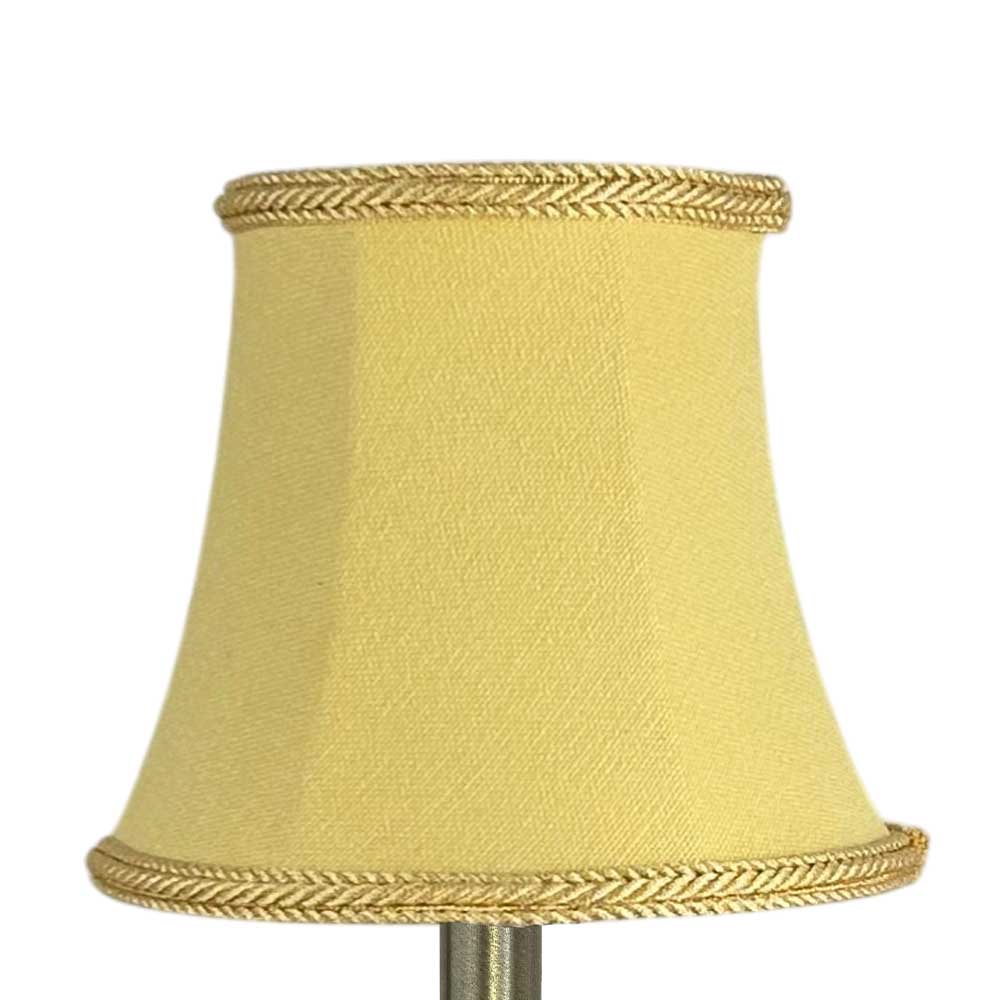 Bowed brushed cotton chandelier shade in soft gold with matching rope trim