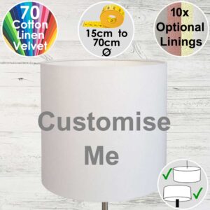 Tall drum Shade Builder A tall drum standard lampshade that can be customised in a range of fabrics. click to customise this tall drum shade