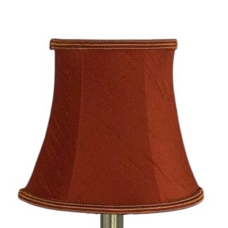 Bowed faux silk chandelier shade in terracotta with matching soutache trim