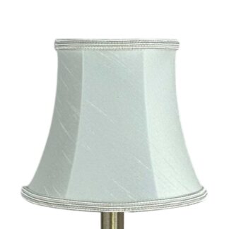 Bowed faux silk chandelier shade in white with matching soutache trim