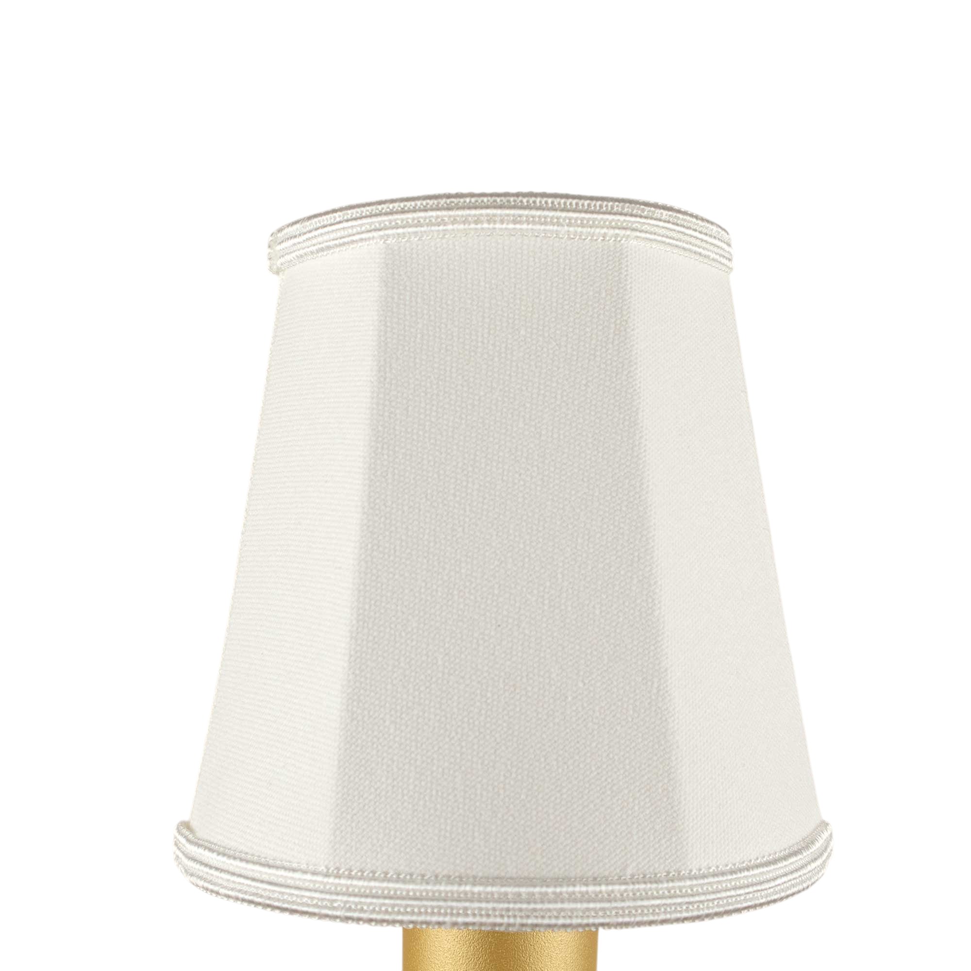 Empire brushed cotton candle shade in white with matching soutache trim