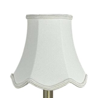 Scalloped brushed cotton chandelier shade in white with matching soutache trim