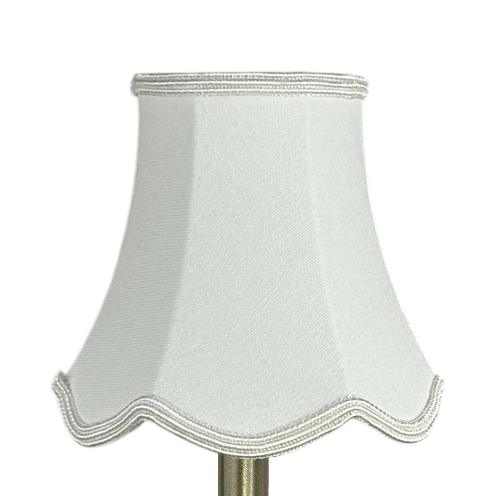 Scalloped brushed cotton chandelier shade in white with matching soutache trim