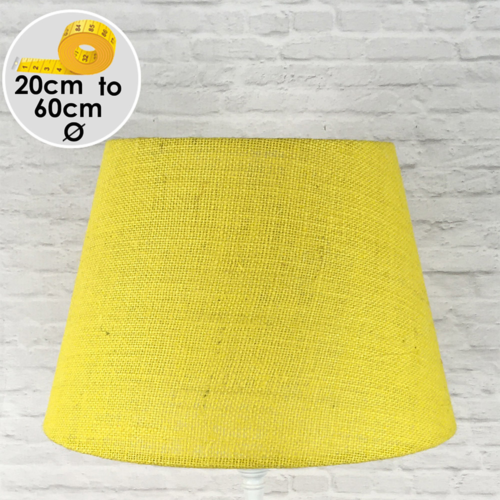Yellow hessian lampshade size options 20cm to 60cm
